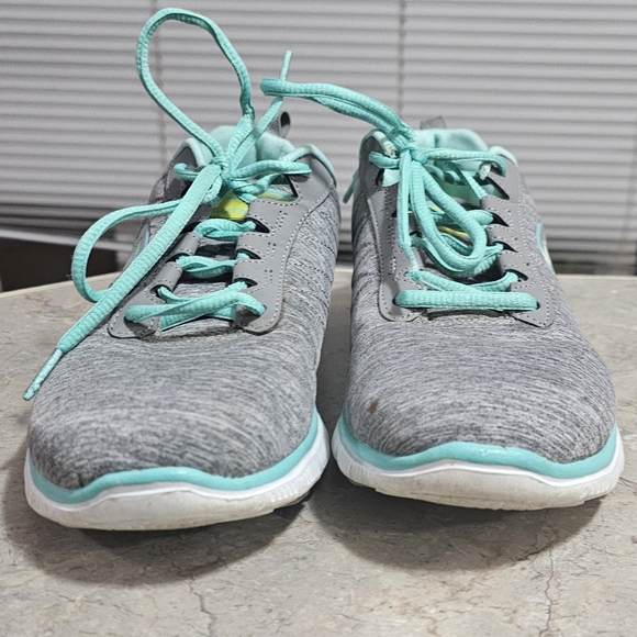 Skechers Womens S Sport Running Shoes Gray Blue F190-4 Marled Lace Up 2019 - Picture 7 of 8